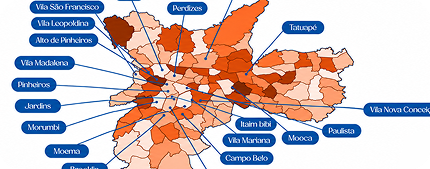 Mapa da Grande São Paulo com regiões de expansão